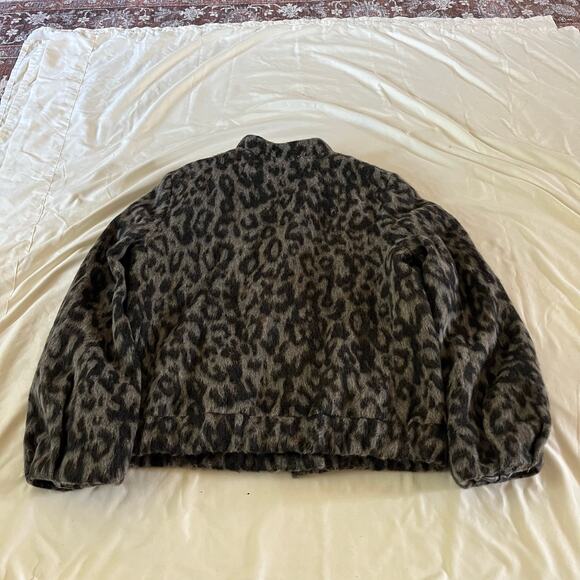 NWT Banana Republic Gray Wool Leopard Print Jacket Sz M - Picture 3 of 9